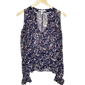 DEREK LAM CROSBY | Silk Blend Cold Shoulder Sheer Printed Blouse